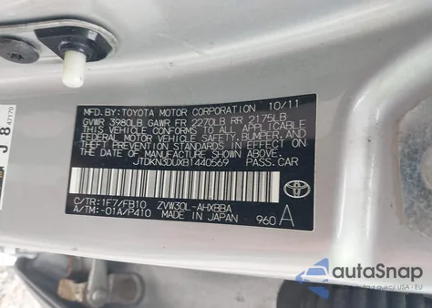 2011 Toyota Prius z USA, uszkodzony, nr VIN JTDKN3DUXB1440569